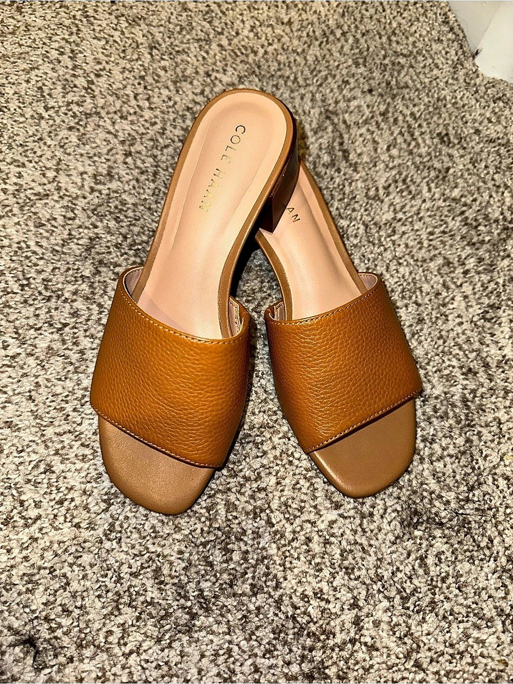Cole Haan Calli Single Band Block Heel Sandal Brown US 5 B